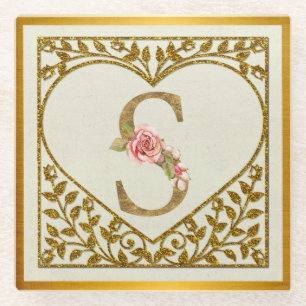 Personalisiertes florales Monogramm, von A bis Z Glasuntersetzer