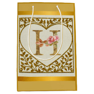 Personalisiertes florales Monogramm, von A bis Z  Mittlere Geschenktüte