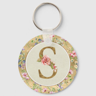 Personalisiertes florales Monogramm, von A bis Z Schlüsselanhänger