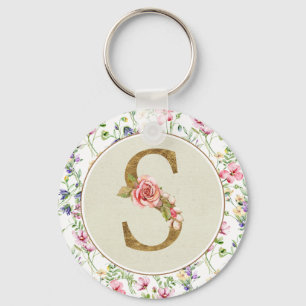 Personalisiertes florales Monogramm, von A bis Z Schlüsselanhänger