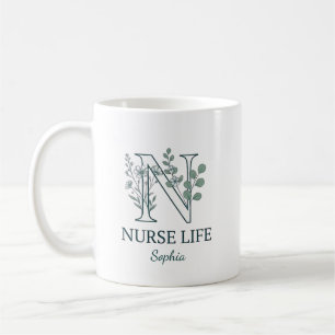 Personalisiertes florales Pflegekräfte-Monogramm Kaffeetasse