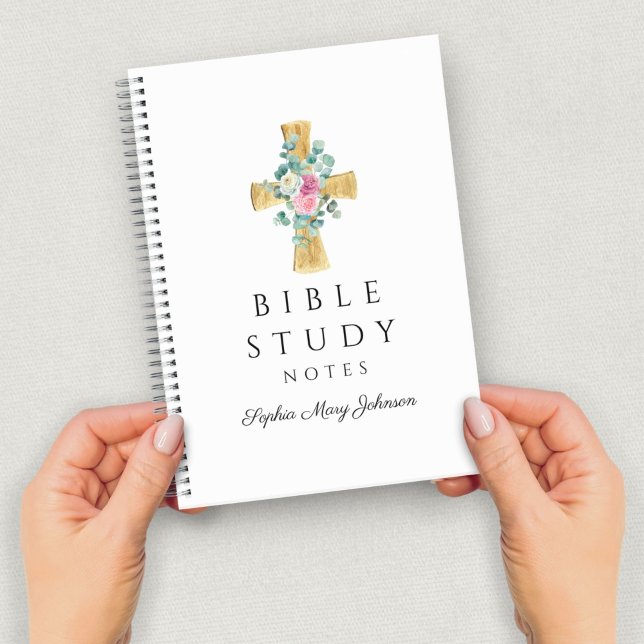 Personalisiertes florales religiöses Kreuz Notizbuch (Personalized Floral Religious Cross Notebook)
