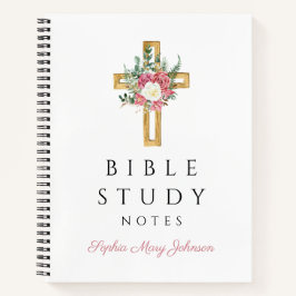 Personalisiertes florales religiöses Kreuz Notizbuch