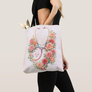 Personalisiertes Florales Rosa-Rosen-Stethoskop Tasche