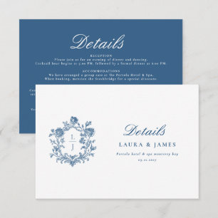 Personalisiertes florales Wappen Hochzeitsdetails RSVP Karte