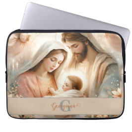 Personalisiertes florales Watercolor Baby Jesus Kr Laptopschutzhülle