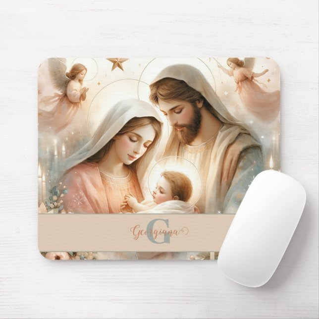 Personalisiertes florales Watercolor Baby Jesus Kr Mousepad (Mit Mouse)