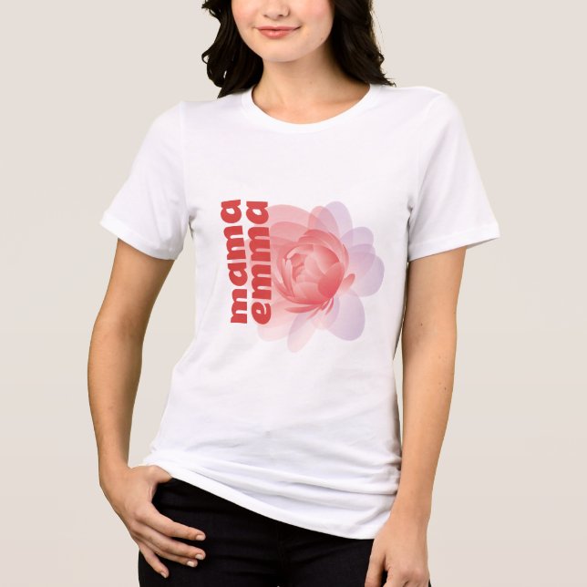 Personalisiertes Floralpeony-Shirt für Mama Tri-Blend Shirt (Vorderseite)