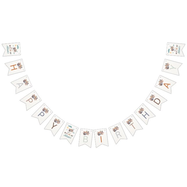 Personalisiertes Flugzeug Happy Birthday Bunting Wimpelkette (Alle)