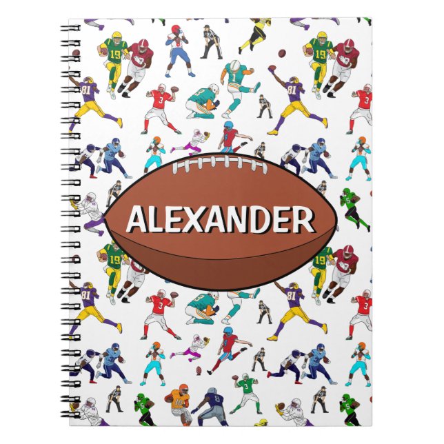 Personalisiertes Football Illustrations Muster Notizblock (Vorderseite)
