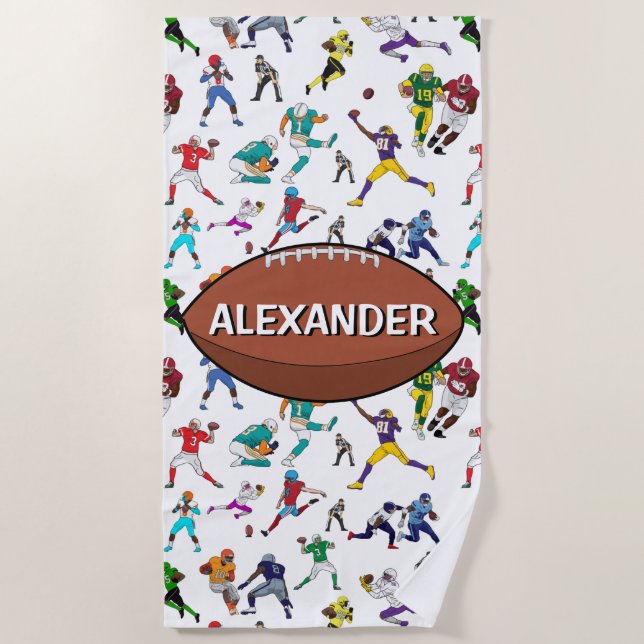 Personalisiertes Football Illustrations-Muster Strandtuch (Vorderseite)