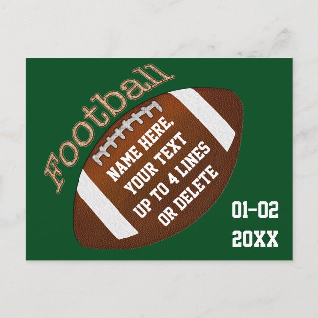 Personalisiertes Football Party lädt jeden FARBTEX Einladungspostkarte (Vorderseite)