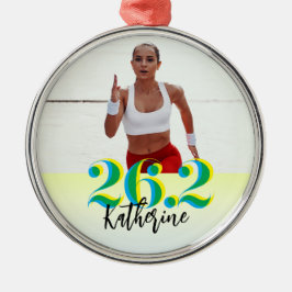 Personalisiertes Foto 26.2 Marathon läuft grün Ornament Aus Metall