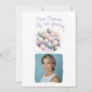 Personalisiertes Foto 45. Geburtstag Balloons Einladung