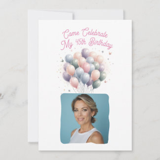 Personalisiertes Foto 45. Geburtstag Balloons Einladung