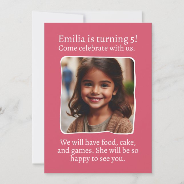 Personalisiertes Foto 5. Geburtstagsparty Einladung (Vorderseite)