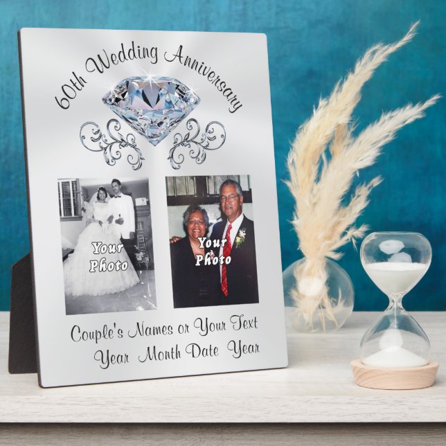 Personalisiertes Foto 60-jähriges Geschenk Fotoplatte (Seite)