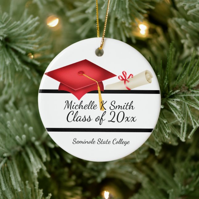 Personalisiertes Foto Abschluss Keramik Ornament (Baum)