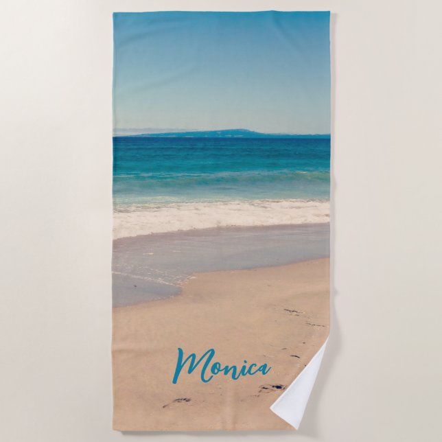 Personalisiertes Foto Aqua Aquamarin Strandtuch (Vorderseite)