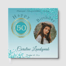 Personalisiertes Foto Aquamarin Blue Glitzer 50. G
