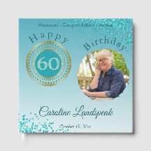 Personalisiertes Foto Aquamarin Blue Glitzer 60. G