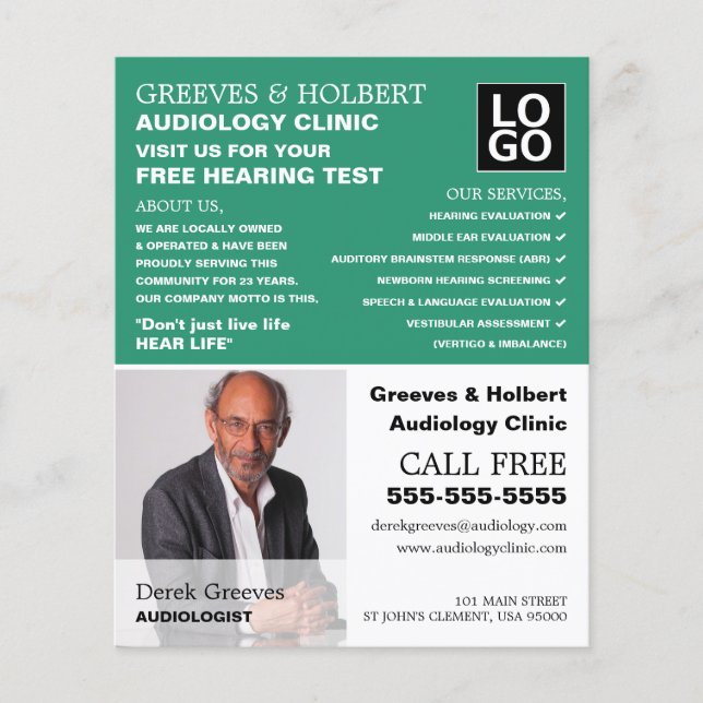 Personalisiertes Foto, Audiologe, Audiologie Flyer (Vorne)