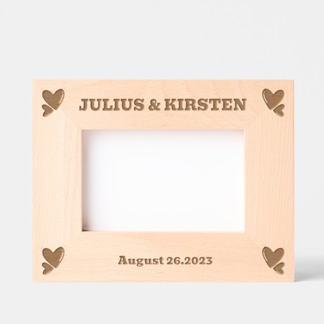 Personalisiertes Foto aus Holz mit Namen Geätzte Rahmen (Vorderseite)