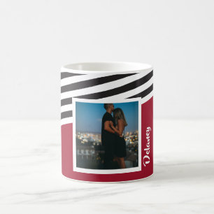 Personalisiertes Foto aus rotem und schwarzem Stre Kaffeetasse