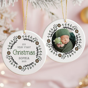 Personalisiertes Foto Baby erstes Weihnachten Nord Keramik Ornament