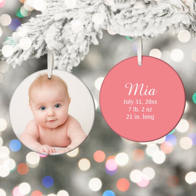 Personalisiertes Foto Baby Geburtsdatum Keramik Ornament (Baby's 1st Christmas ornament)