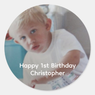 Personalisiertes Foto Baby Kinder 1. erster Geburt Runder Aufkleber