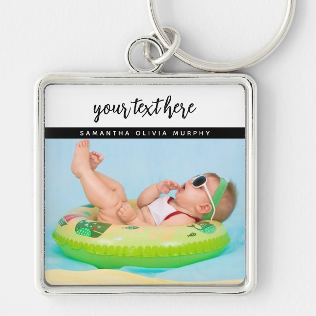 Personalisiertes Foto Baby Liebe & Name Erinnerung Schlüsselanhänger (Vorne)