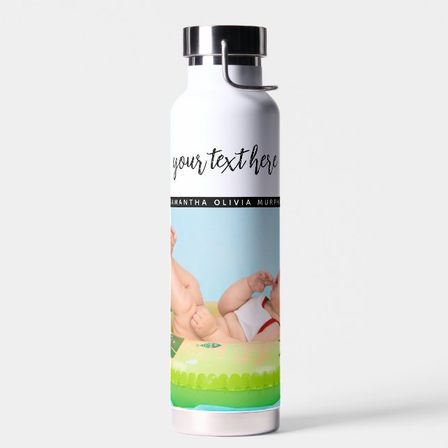 Personalisiertes Foto Baby Liebe & Name Erinnerung Trinkflasche (Links)