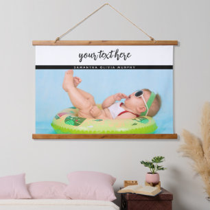 Personalisiertes Foto Baby Liebe & Name Erinnerung Wandteppich Mit Holzrahmen