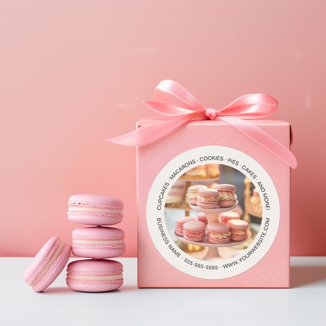 Personalisiertes Foto Bäckerei Cupcake Cake Shop Runder Aufkleber (Personalized Photo Bakery Cupcake Cake Shop Classic Round Sticker by MINTIC DESIGN STUDIO)