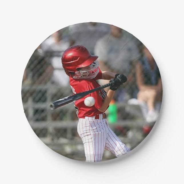 Personalisiertes Foto Baseball Player Geburtstag Pappteller (Vorderseite)