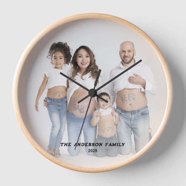 Personalisiertes Foto Benutzerdefinierte Textfamil Uhr (Vorderseite)