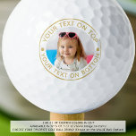 Personalisiertes Foto - Benutzerdefinierter Farbte Golfball<br><div class="desc">Erstellen Sie ganz einfach einen personalisierten Golfball mit Ihrem Foto und individuellem Text (das Beispiel zeigt optional Goldtext) für den Golfliebhaber, den Sie kennen. Wenden Sie sich an den Designer, BEVOR er die Bestellung über Zazzle Chat oder makeitaboutyoustore@gmail.com veranlasst, Designänderungen oder Hilfe bei der Personalisierung oder Übertragung des Designs auf...</div>