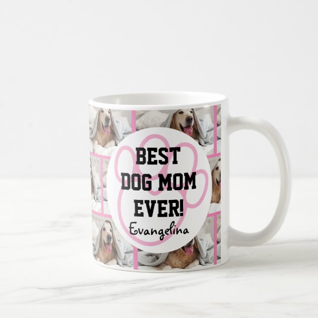 Personalisiertes Foto BEST DOG MAMA JE Kaffeetasse (Rechts)
