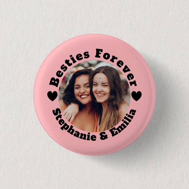 Personalisiertes Foto beste Freunde BESTE FREUNDIN Button (Vorderseite)