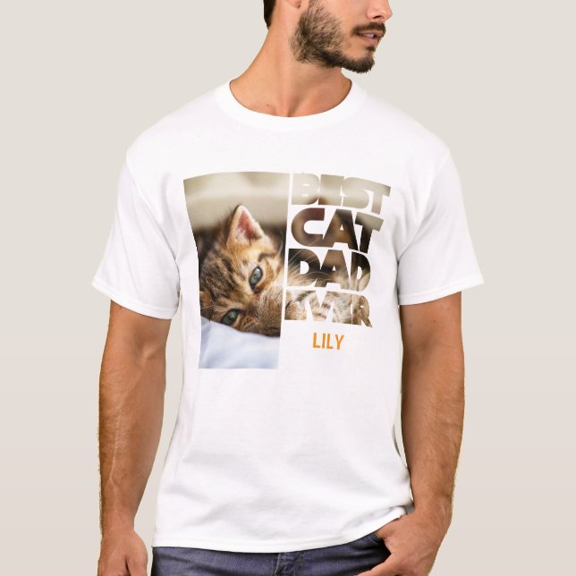 Personalisiertes Foto Beste Katze Papa je T-Shirt (Vorderseite)