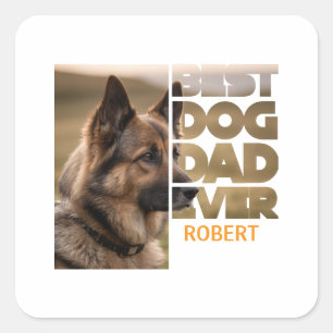 Personalisiertes Foto Bester Hundepapa ever Quadratischer Aufkleber