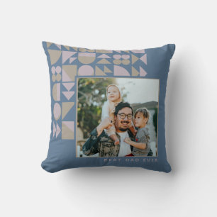Personalisiertes Foto Bester Vater je Blue Geometr Kissen