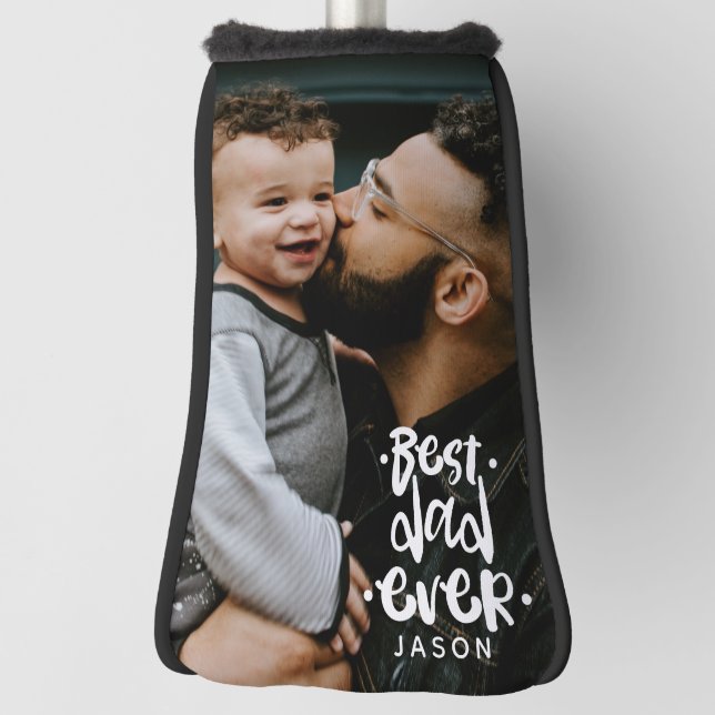 Personalisiertes Foto Bester Vater je Name Overlay Golf Headcover (Rotieren 90)
