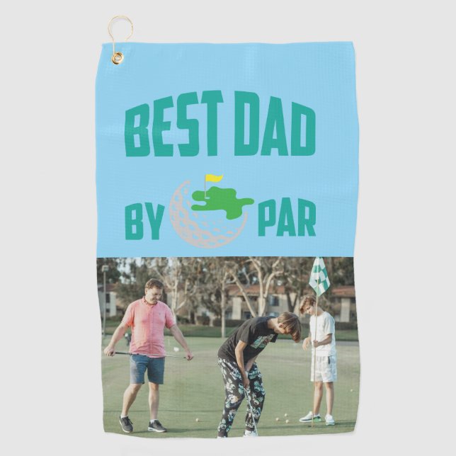 Personalisiertes Foto Bester Vater Par Golfhandtuch (Vorderseite)