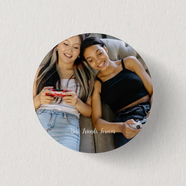 Personalisiertes Foto Bewährte Freunde für immer Button (Vorderseite)
