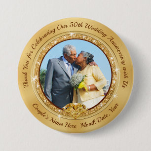Personalisiertes Foto billig Goldener Jubiläum Fa Button