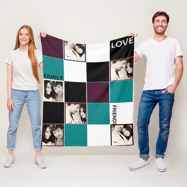 Personalisiertes FOTO Blanket Eggplant Türkis Fleecedecke (Beispiel)