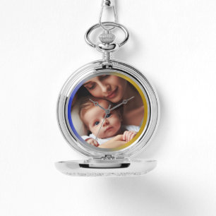 Personalisiertes Foto Blau Silber, Gold Farbtasche Armbanduhr
