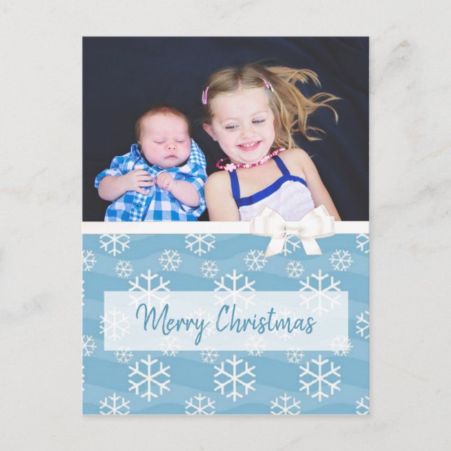 Personalisiertes Foto Blue Snowflakes Weihnachten (Vorderseite)